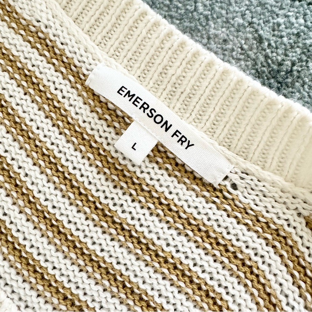 Emerson Fry Carolyn Sweater in Marigold Stripe Organic Cotton Size Large - Picture 7 of 8